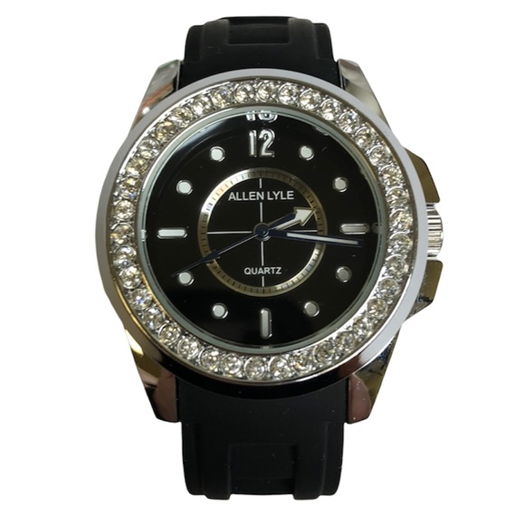 Allen Lyle Watch Silicone Band Rhinestone Face Detail